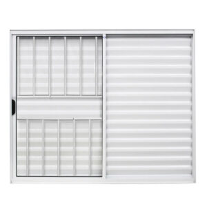 Janela Veneziana 3 Fls Com Grade Alumínio Branco ou Brilhante