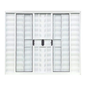 Janela Veneziana 6 Fls Com Grade Alumínio Branco ou Brilhante