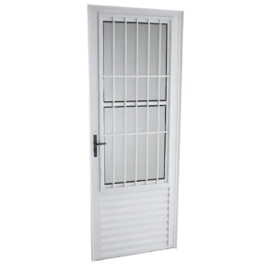 Porta Social Com Postigo Vidro Canelado Alumínio Branco ou Brilhante